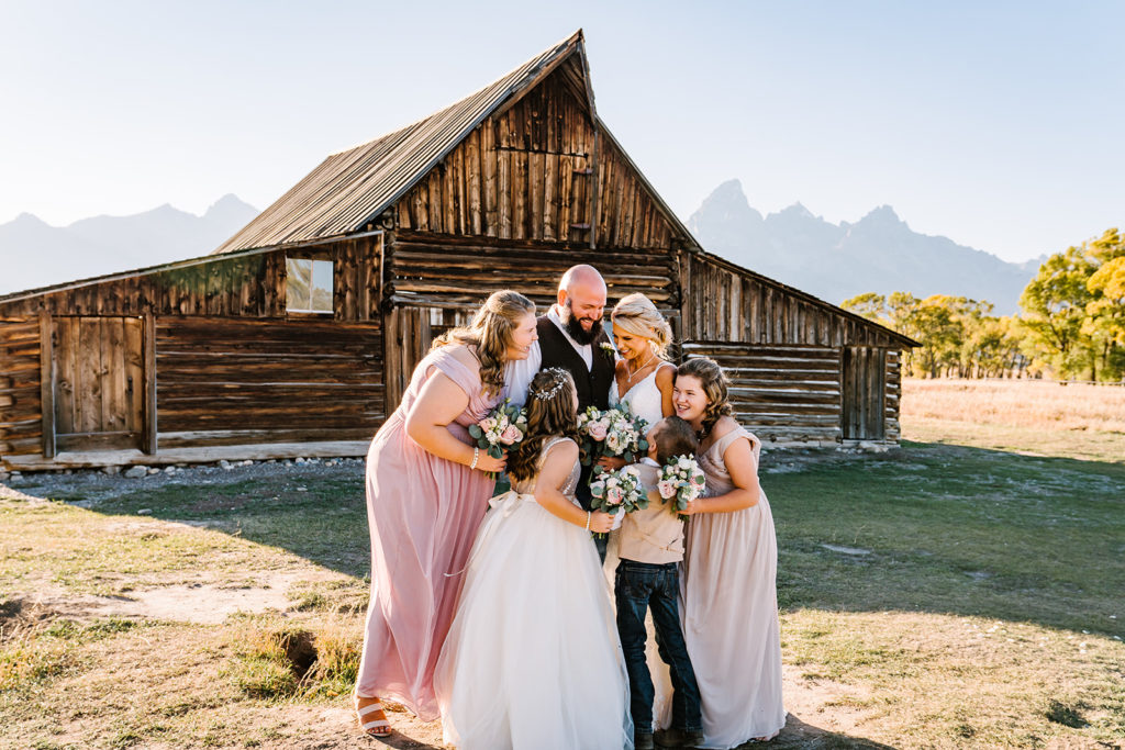 Wedding ceremony at Moulton Barn in Grand Teton National Park